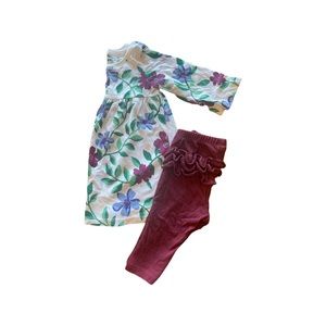 Winter floral dress and leggings set